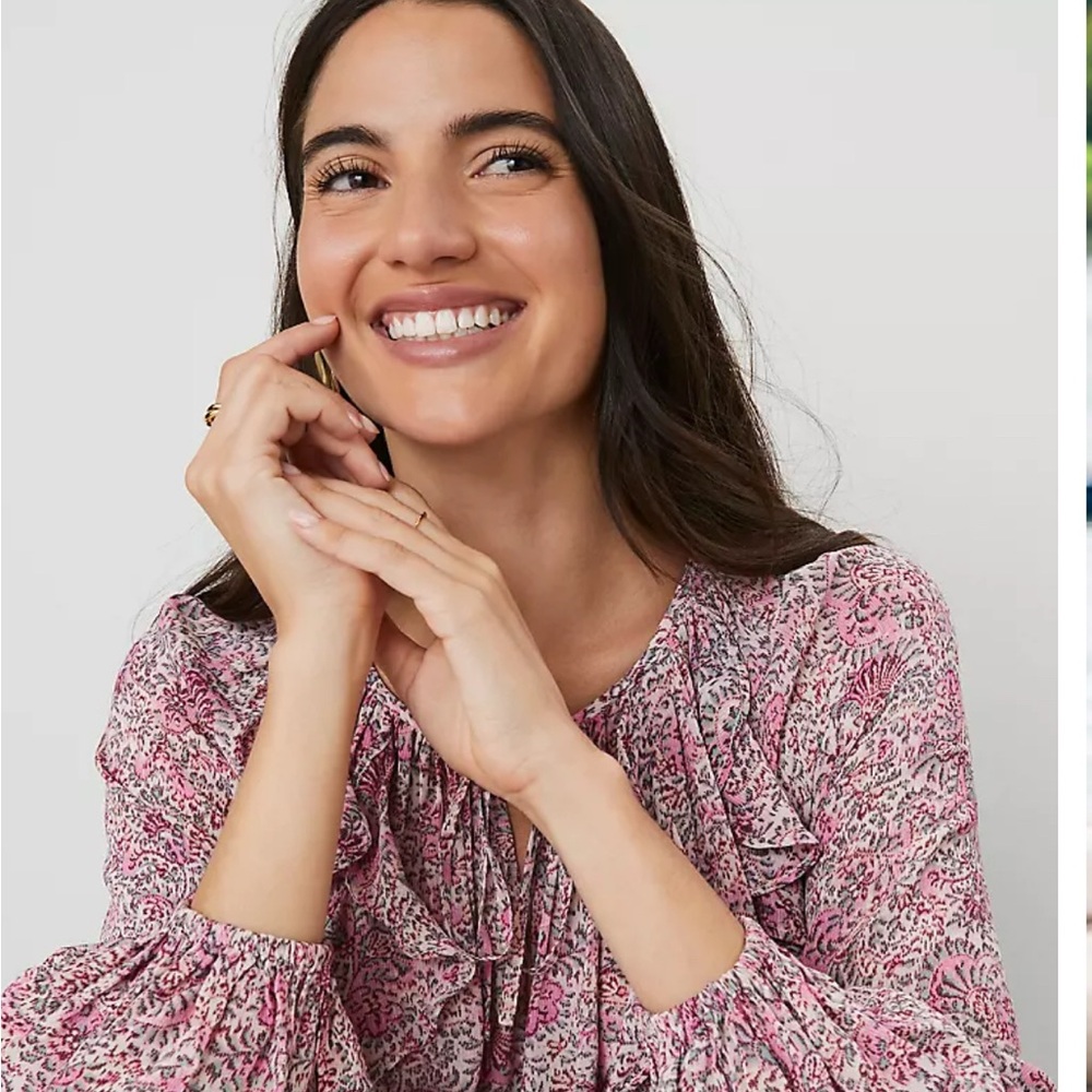 Ann Taylor Pink Floral Blouse